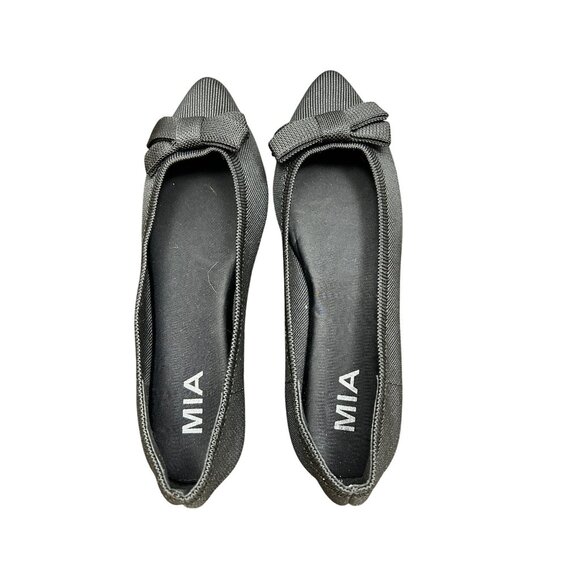MIA Jinnie Flats Womens 6.5 Black Bow Pointed Toe Slip-On Dress Shoes Ballet - Picture 5 of 7